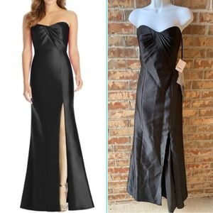 ALFRED SUNG Black Strapless Gown